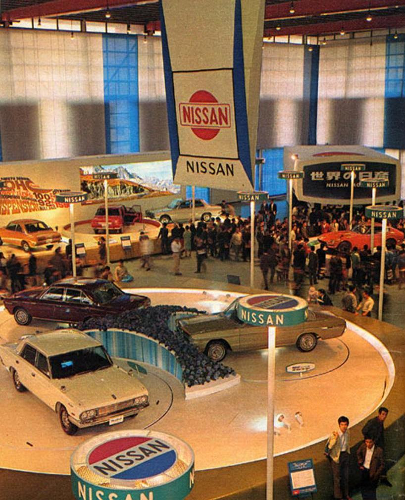 Japanese car displays from the Post War Miracle Years Japanese